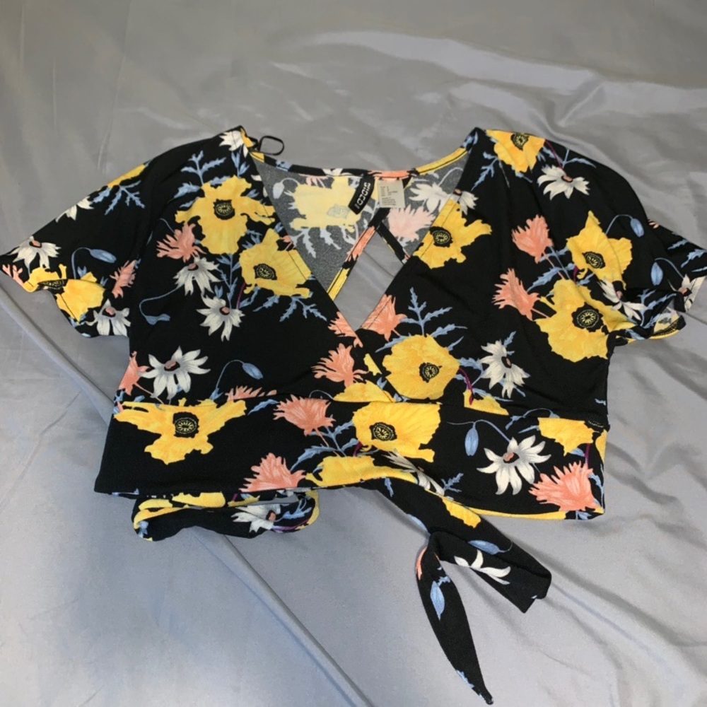 A floral wrap crop top